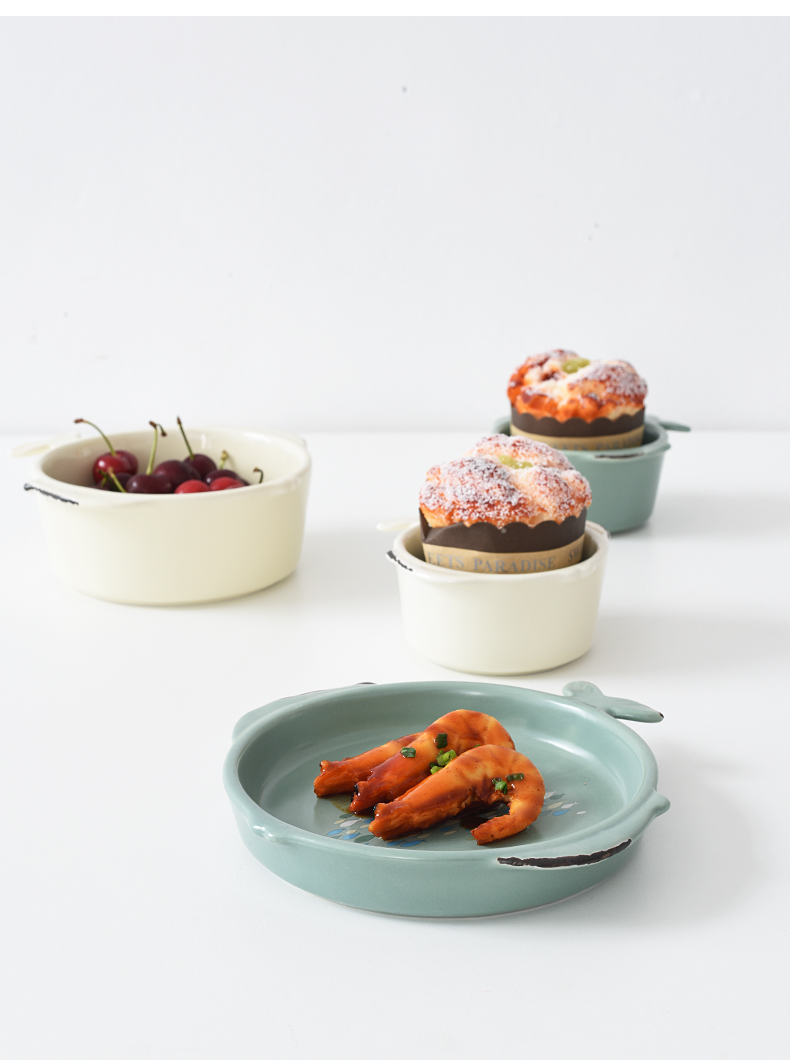 Creative ceramic fish dish home steamed fish dish ears fish dish hand - made Nordic restaurant move retro food dish