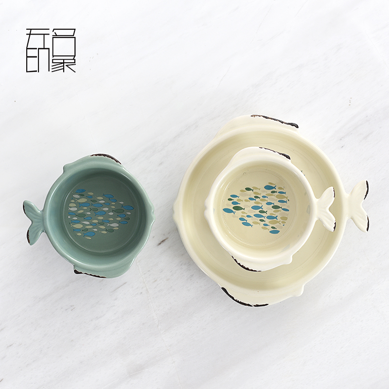 Creative ceramic fish dish home steamed fish dish ears fish dish hand - made Nordic restaurant move retro food dish