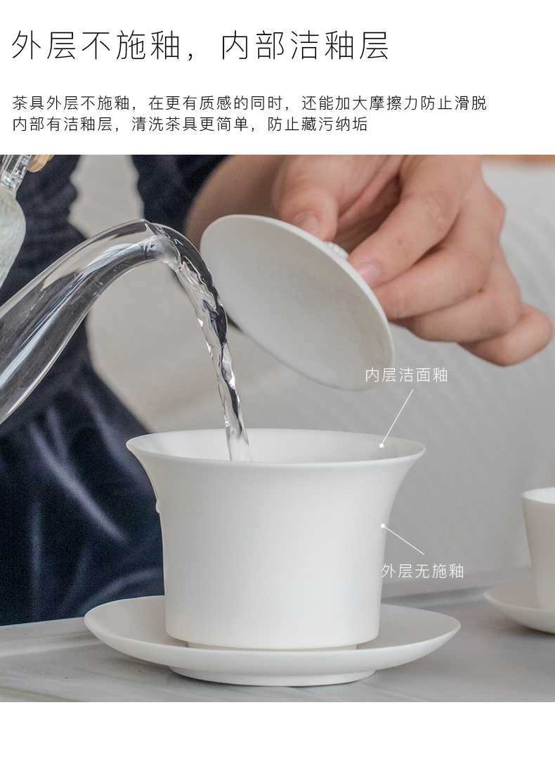 Unknown white porcelain impression only three tureen ceramic bowl kung fu suit Japanese hot tea light proof with cover in a teacup
