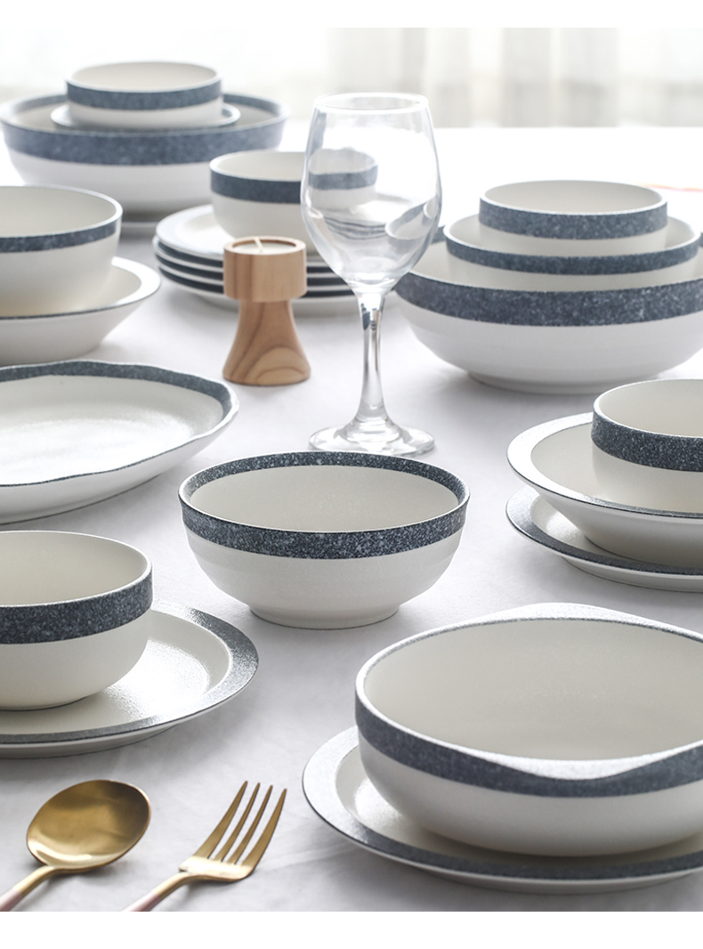 No stone dishes suit ceramic household under the glaze color contracted Japanese - style tableware creative dishes soup bowl chopsticks Nordic your job