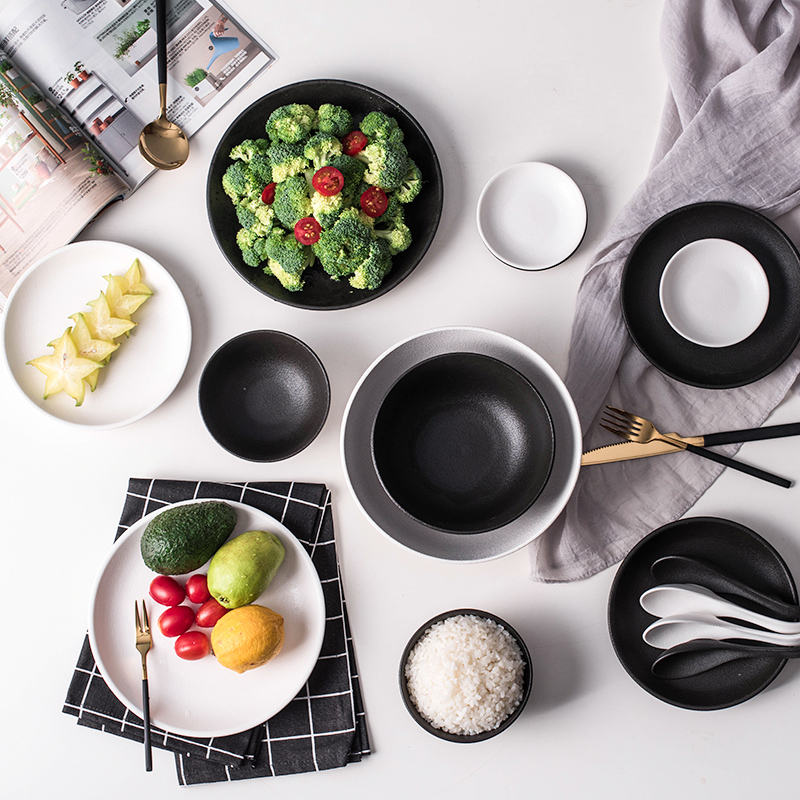 Unknown impression dishes suit household contracted ceramic dishes portfolio bowl chopsticks sets the Nordic move cutlery set