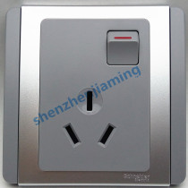 Schneider CLIPSAL chwins E3000 silver grey Metroseries 16A triple pole socket with switch