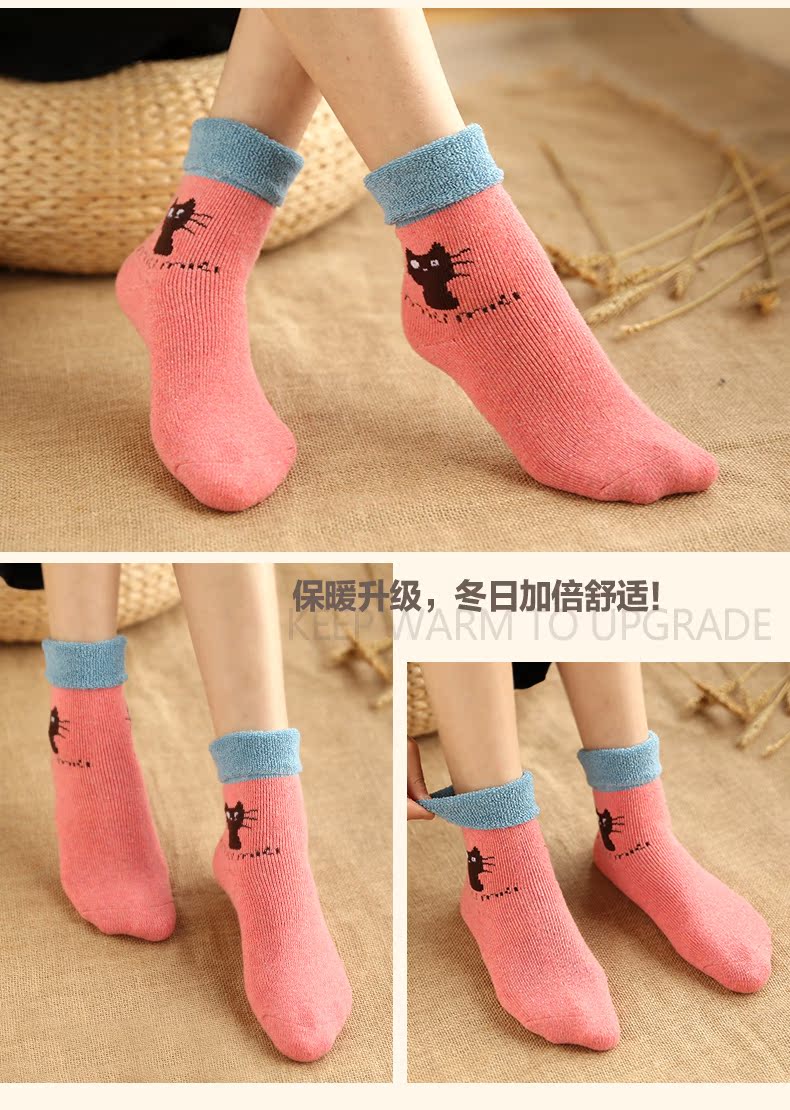 Mùa xuân và mùa đông Mùa đông Phim hoạt hình dễ thương Bít tất nữ Phụ nữ dày cộng với nhung Terry vớ vớ vớ nam vớ thể thao vớ cotton tất lười nam