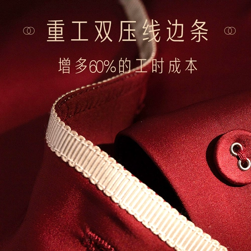 Пижама для влюбленных, комплект подходит для мужчин и женщин, осенний шелковый лонгслив, красная тонкая демисезонная раскраска, оберег на день рождения