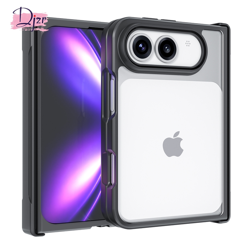 Djzr Is Suitable for Apple 18Fold Phone Case, 2026 New Model, Simple Business Style with Central Axis, Left and Right Folding, All-Round 360-Degree Soft Edge, Hard Back Panel, Acrylic Anti-Drop Protection, Two-In-One Case