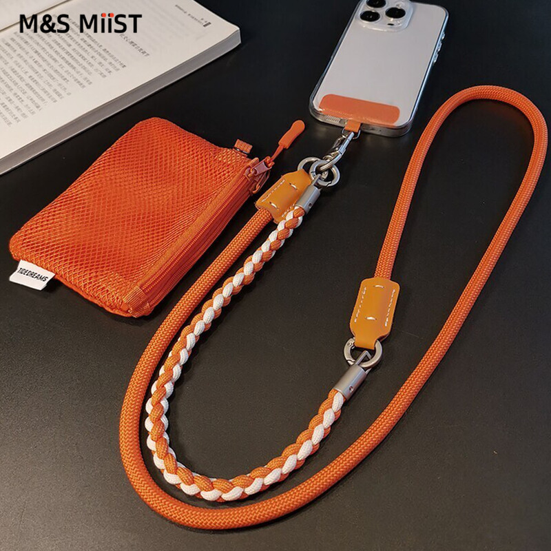 High-End Dual-Purpose Three-In-One Phone Chain Clip Woven Wrist Chain Crossbody Wearable Strap with Storage Bag Phone Lanyard