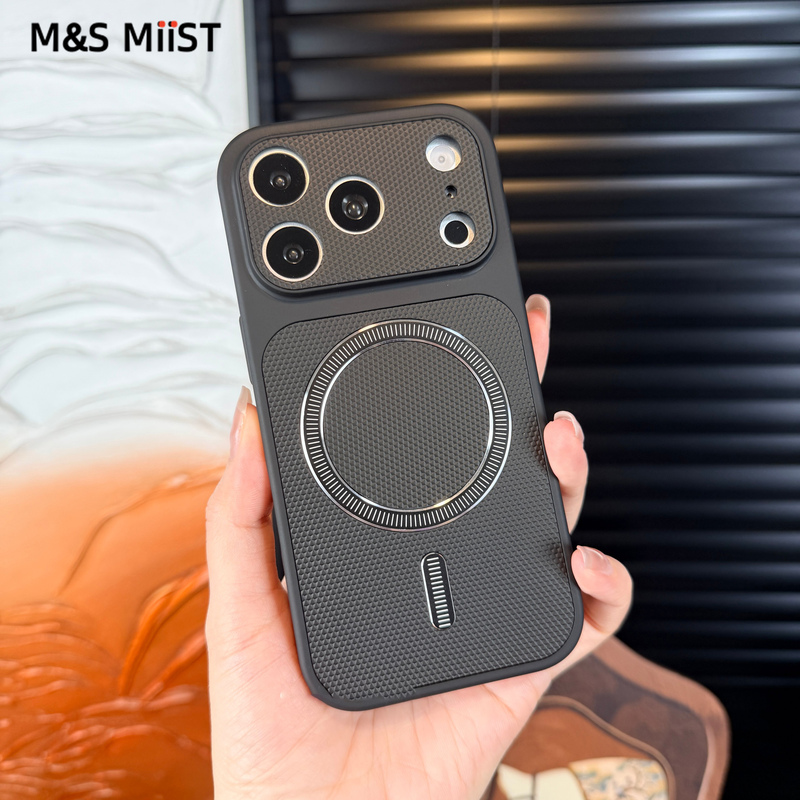 Msmiis Is Suitable for Apple 17Promax Special Mobile Phone Case 17Air2026 New Diamond Pattern Threaded Magnetic Wireless Charging Iphone16P Full-Cover Large Window 15 Matte Anti-Fall Protective Case