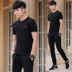 Nam ngắn tay áo T-Shirt 2020 Summer Trend bình thường quần áo mặc của nam giới một bộ với bộ đồ mùa hè đẹp trai 