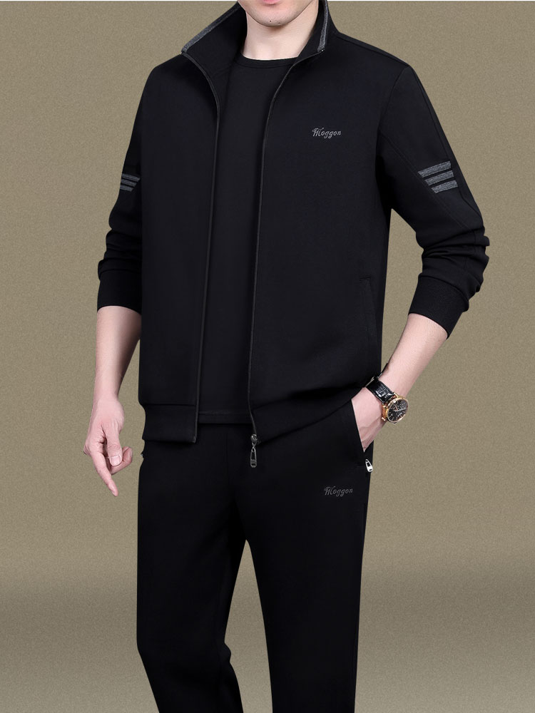 Middle-aged man sports suit men's spring and autumn three-piece set Middle-aged casual clothes men's dad spring 2021 new