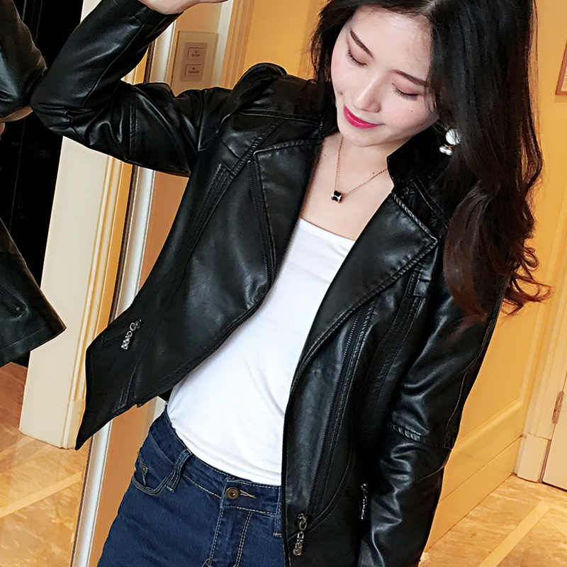 ladies short leather jacket