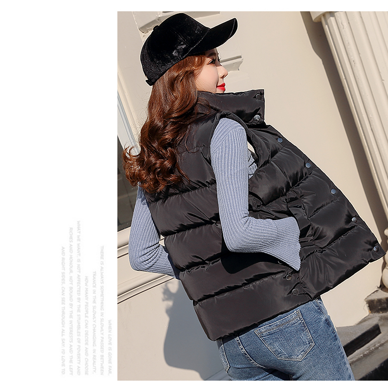 2018 áo mới vest nữ sinh viên vest áo khoác Hàn Quốc phiên bản của mùa thu và mùa đông vest ngắn vest vai kích thước lớn triều áo dạ nữ dáng ngắn