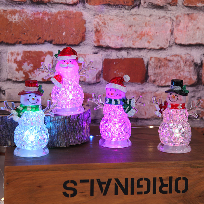 Christmas holiday decoration ornaments Christmas scene layout supplies acrylic snowman luminous bear with lights decorative ornaments