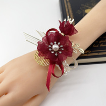 Hand flower bridal bridesmaids wedding wrist flowers Korean style sensational sisters handflowers bridesmaid group pearl wedding meritocratic handmade flowers