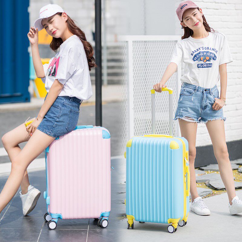 Contrasting color universal wheel trolley case 20 inch candy color small fresh suitcase female Korean version student 24 password suitcase