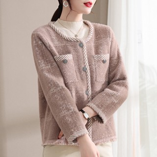 Mother's spring imitation mink velvet jacket 2023 new middle-aged women's foreign style short coat middle-aged and elderly spring and autumn tops