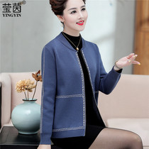 Mom sweater coat short 40-year-old 50 foreign middle-aged shirt large size middle-aged womens autumn knitted cardigan