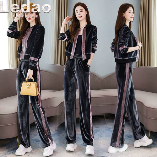 Бархатный спортивный комплект для отдыха, 2023 года, городской стиль, в западном стиле, осенний