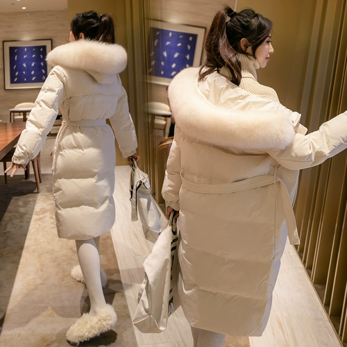 Пуховик, модные сверхдлинные джинсы с начесом, 2020, в корейском стиле, оверсайз