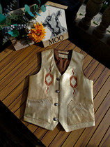 Collection of art (rare texture color) American horse - west embroidery coarse gold sheep skin