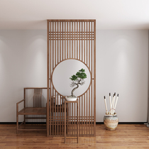 Modern new Chinese solid wood flower shelf partition Xuanguan seat screen Living room Hotel Tea Society Customized white wax wood eco-friendly screen
