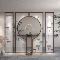 New Chinese Modern Partition Screen Solid Wood Landscape Genguan Living Room Hotel Hall Landscape Swing Piece Custom Seat Screen