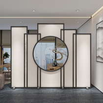 New Chinese Solid Wood Genguan Partition Screen With Light Hotel Hall Custom Modern Minimalist Seat Screen Mobile Partition