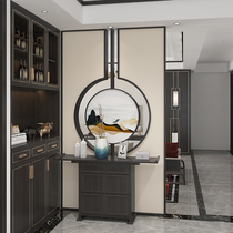 Modern New Chinese Solid Wood Screen Xuan Guan Background Wall Painting End View Table Living Room Book Cloth Art White Wax Wood Screen Partition