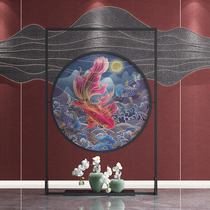 New Chinese Solid Wood Xuanguan Living Room Screen Partition Wall Hotel Landscape Pendulum Pieces Tea Society Customized Modern Brief seat screen