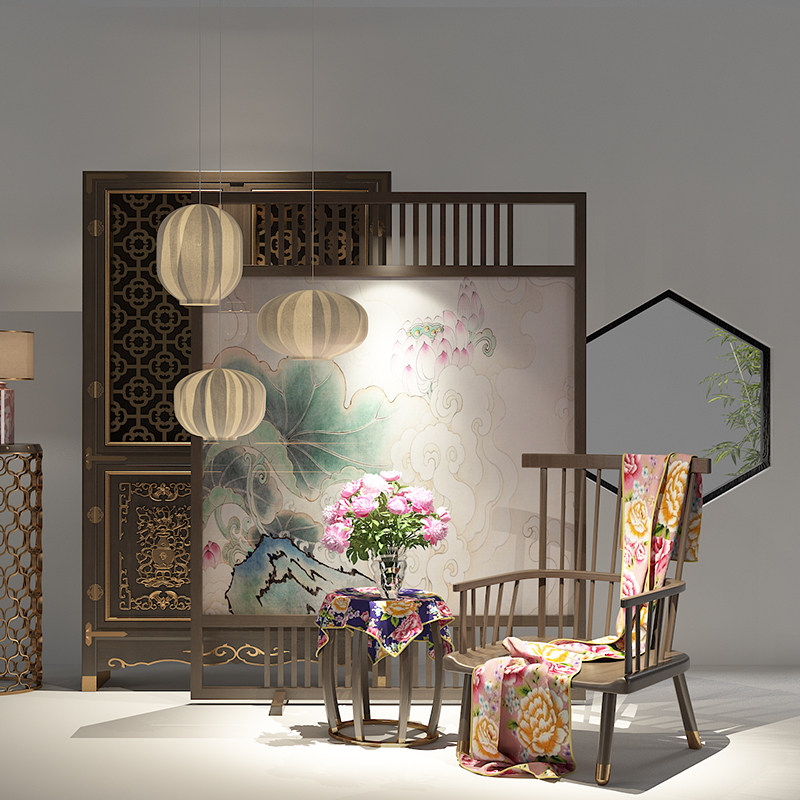 New Chinese solid wood screen seat room partition room bedroom bedroom hotel tea house custom leakage walnut wood