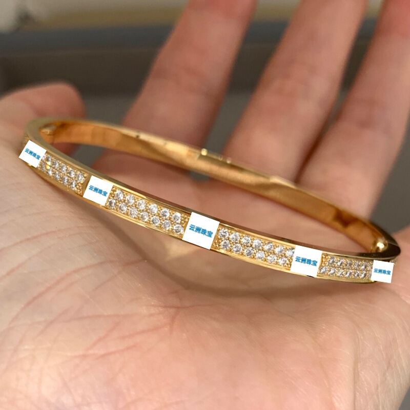 18K Gold Narrow Version Starry Sky Bracelet Au750 Rose Gold Gold White Gold Full Diamond Four-Diamond Six-Diamond Diamond Pattern Bracelet for Women