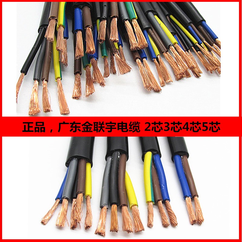 Jinlian Yu Pure Copper RVV2 Core 3-core 1 5 2 5 4 6 Square Soft Jacket Power Supply Multi-core Control Cable Wire Cable