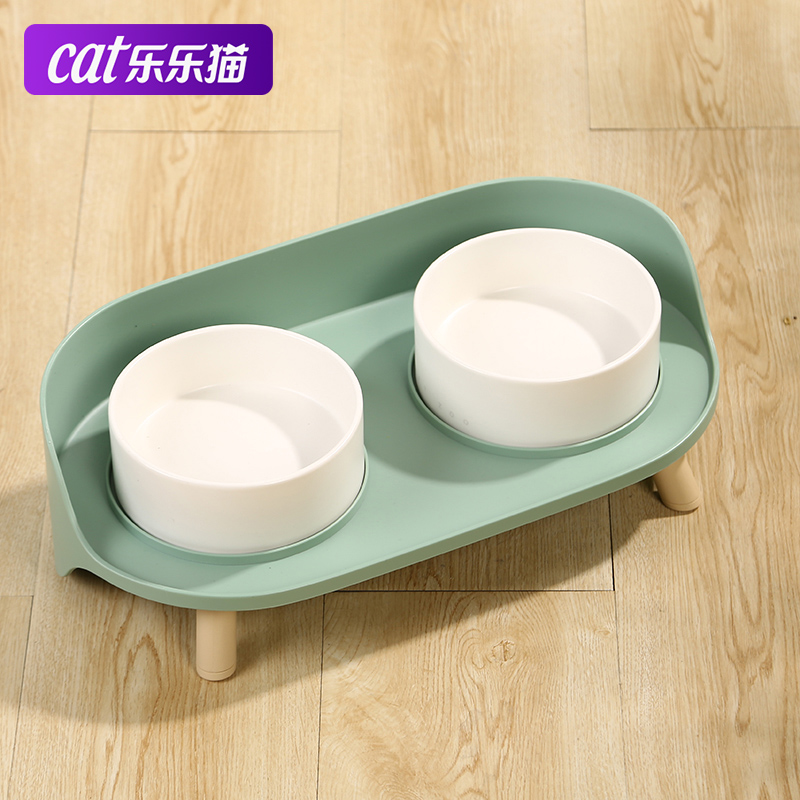 Cat Bowl ceramic double bowl protection cervical spine anti-roll pet supplies Puppy drinking water Dual-use Bowl Kittens rice bowls