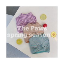 THE PAWS Milk Bag Thyme Stripe Small Short Dress Pooch Spring Summer Clothes Short Sleeve Breathable Air Conditioning