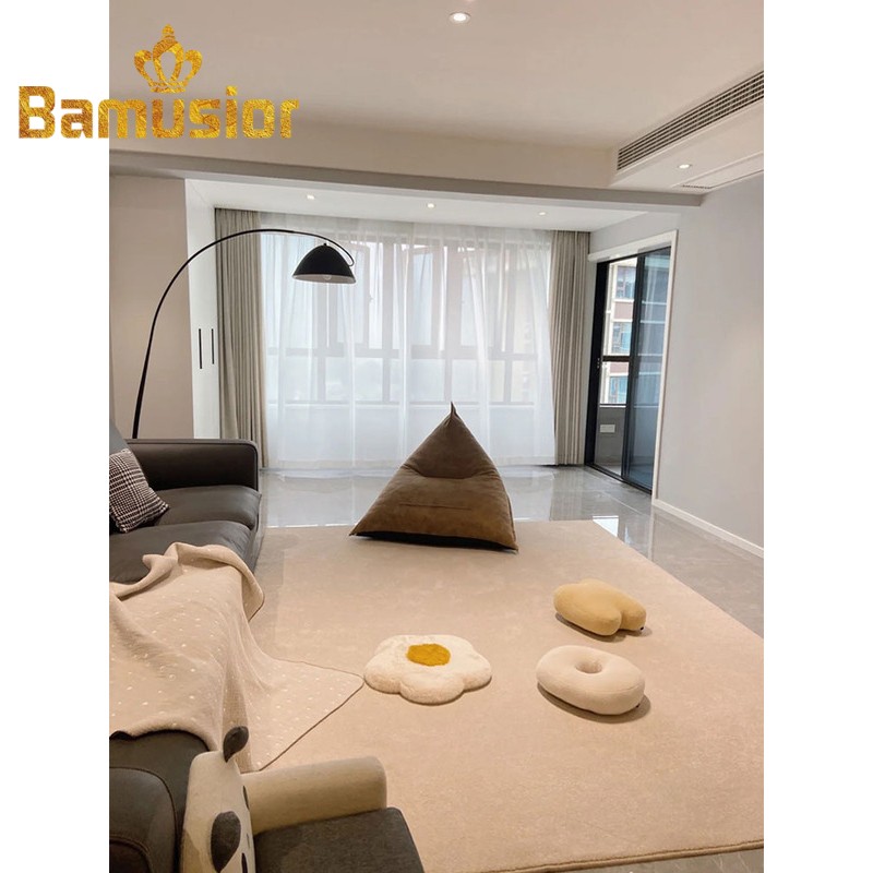 BAMUSIOR high-end light extravagant extremely short hairy carpet living room pure color home sofa tea table blanket Nordic brief