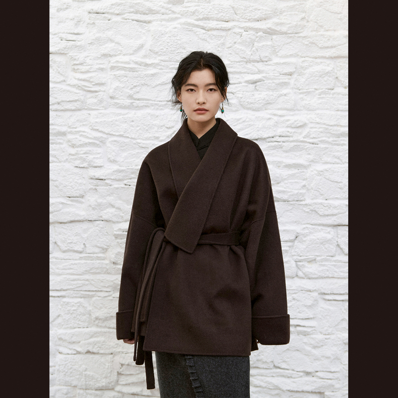 Snowy Pastoral Melody Melard Wool New Chinese Style Tibetan Clothing Coat for Women Winter Elegant Mid-Length Woolen Coat