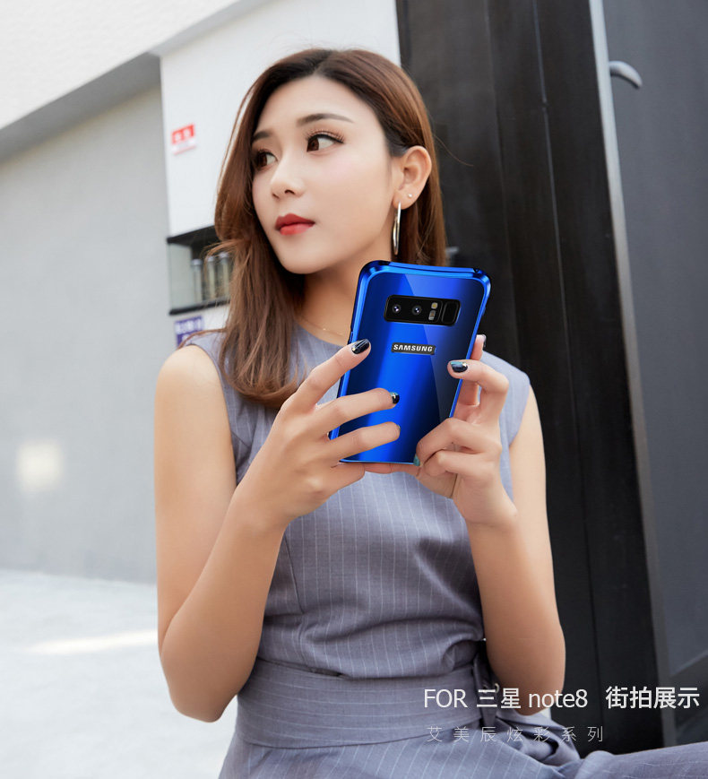 iy Rainbow Aluminum Metal Bumper Dazzle PC Back Cover Case for Samsung Galaxy Note 8