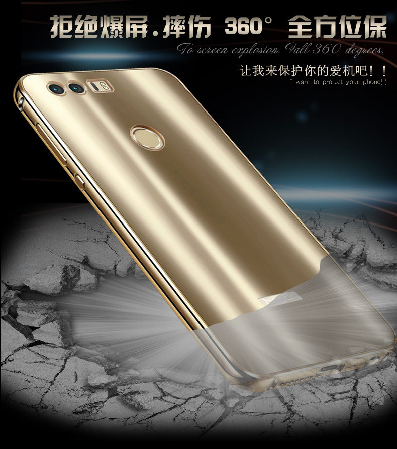 iy Ultra Slim Lightweight Aluminum Metal Bumper Dazzle Color Acrylic Back Cover Case for Huawei Honor 8