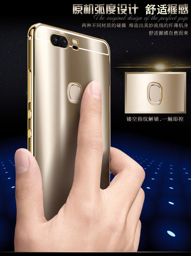 iy Ultra Slim Lightweight Aluminum Metal Bumper Dazzle Color Acrylic Back Cover Case for Huawei Honor V8