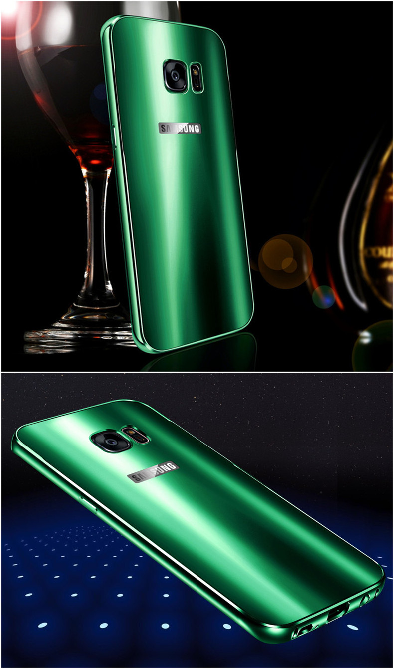 iy Ultra Slim Lightweight Aluminum Metal Bumper Dazzle Color Acrylic Back Cover Case for Samsung Galaxy S7 Edge & S7