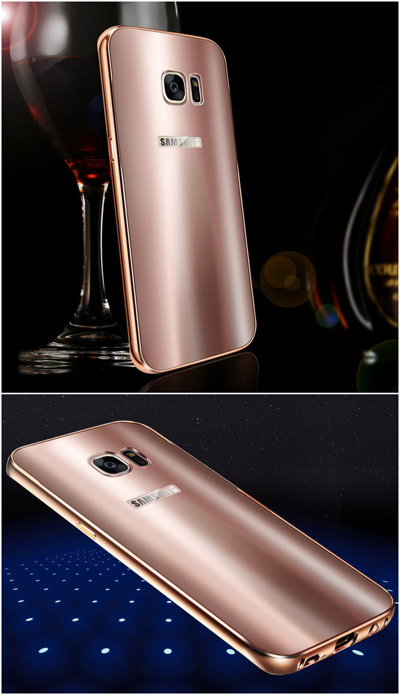 iy Ultra Slim Lightweight Aluminum Metal Bumper Dazzle Color Acrylic Back Cover Case for Samsung Galaxy S7 Edge & S7