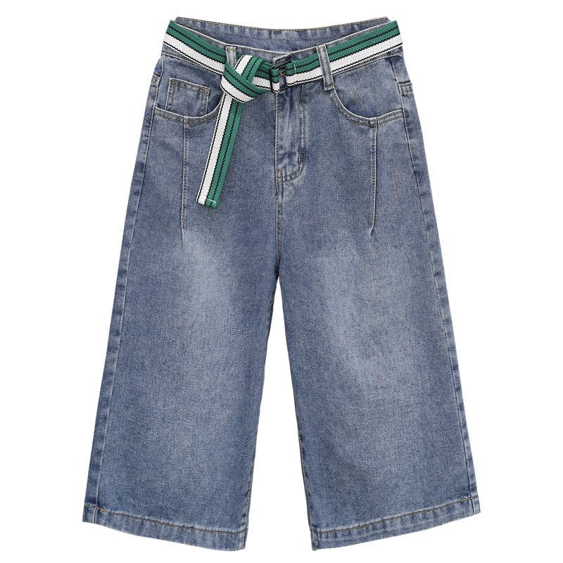 Thin Six-Point Denim Shorts for Women, 2026 Summer New High-Waisted Loose Seven-Point Wide-Leg Pants, Slimming Five-Point Shorts