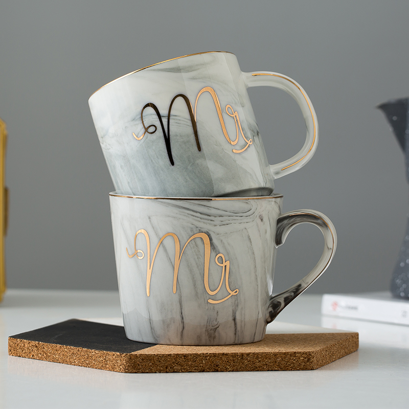 Ming up European marble mark cup creative up phnom penh ceramic English office coffee cup couples cup cup