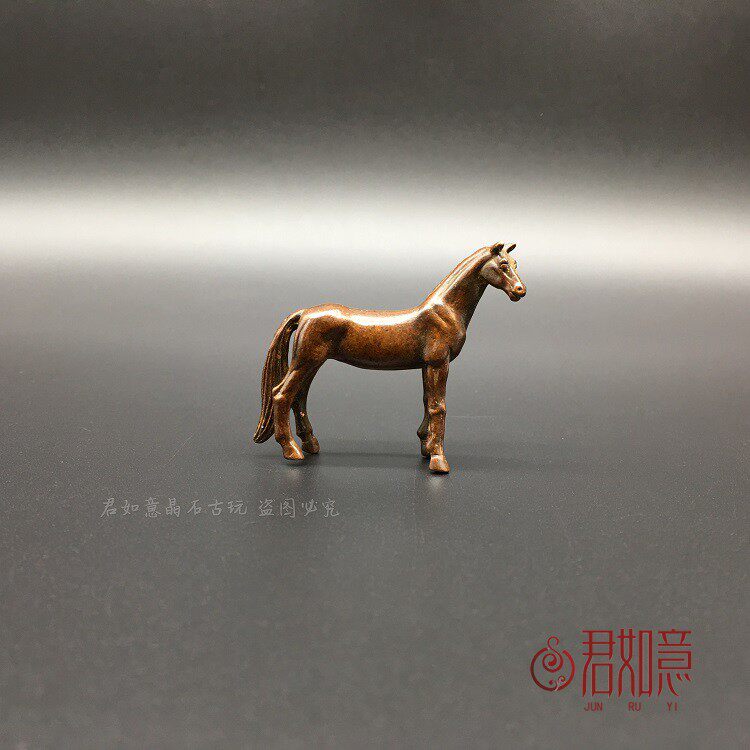 Bronze Horse Small Pendulum Pieces Solid Bronze Micro Sculpted Zodiac Horse Ma Jun Ma bronze Art bronze handlebar Antique Bronze Ware Ancient Play