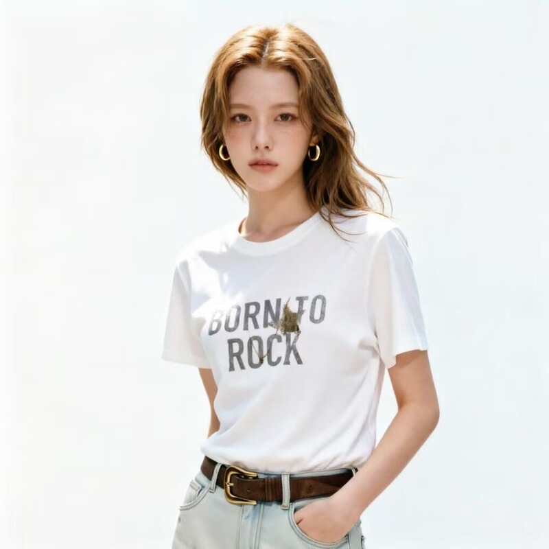Authentic 2026 Summer New Product, Cool-Touch Antibacterial Gold-Stamped Retro Print Short-Sleeve T-Shirt Mbf2Teet12