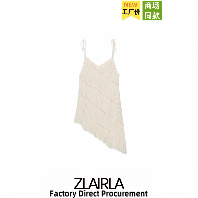 Za Women's Clothing Spring and Summer New Product, Elegant and Sweet, Pure and Desirable, Hollow V-Neck, Pleated Asymmetrical Camisole Top 6895065 Za Women's Clothing Spring and Summer New Product, Elegant and Sweet, Pure and Desirable, Hollow V-Neck, Pleated Asymmetrical Camisole Top 6895065