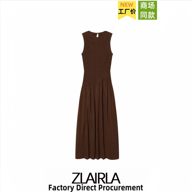Za Women's Clothing Summer New Fashion Casual Versatile Round Neck Sleeveless Fluffy Midi Long Dress 3152360