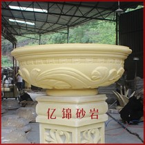 Yijin sandstone glass fiber reinforced plastic sculpture seaweed flower pot carving relief garden landscape hotel decoration ornaments