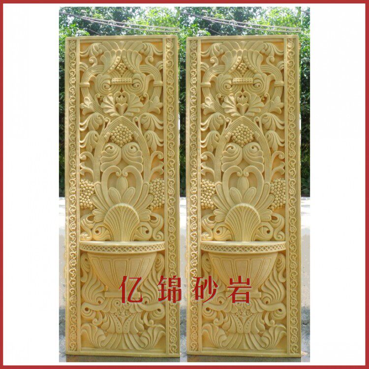 Yijin artificial sandstone relief sculpture interior decoration porch mural hotel villa background iron flower hollow board