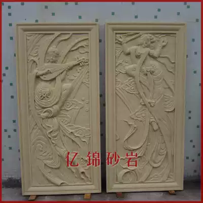 Artificial sandstone sculpture indoor and outdoor TV background wall figure relief three-dimensional mural decoration flying sky-AB