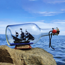 Packing of handicrafts in a boat in a glass bottle